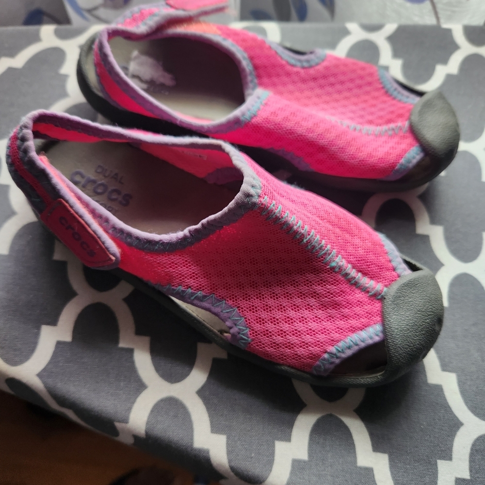 CROCS Pink and Black Water Shoes for Versatile Comfort 13c